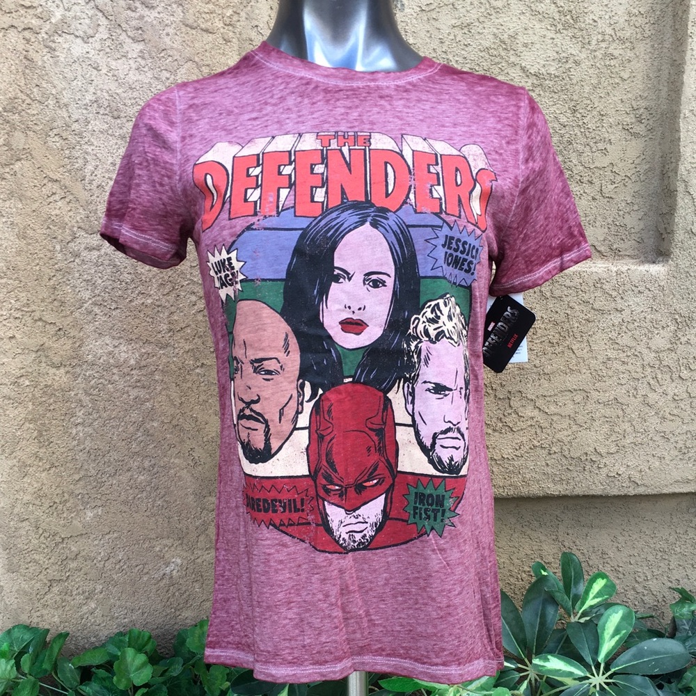 NWT NETFLIX MARVEL THE DEFENDERS BURNOUT TSHIRT WOMEN